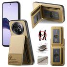 For Realme 13 4G Twill Fabric Leather Vertical Flip RFID Card Bag Phone Case(Khaki) - 1
