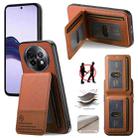 For Realme 13 Pro+ 5G Twill Fabric Leather Vertical Flip RFID Card Bag Phone Case(Brown) - 1