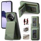 For Realme 14 Pro Twill Fabric Leather Vertical Flip RFID Card Bag Phone Case(Green) - 1