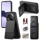 For Realme 14 Pro+ Twill Fabric Leather Vertical Flip RFID Card Bag Phone Case(Black) - 1