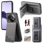 For Realme 14 Pro+ Twill Fabric Leather Vertical Flip RFID Card Bag Phone Case(Gray) - 1