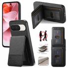 For Google Pixel 9 / 9 Pro Twill Fabric Leather Vertical Flip RFID Card Bag Phone Case(Black) - 1