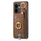 For OPPO Reno13 F Retro Skin-feel Ring Card Bag Phone Case with Hang Loop(Brown) - 2