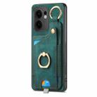 For OPPO Reno13 F Retro Skin-feel Ring Card Bag Phone Case with Hang Loop(Green) - 2