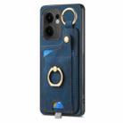 For OPPO Reno13 F Retro Skin-feel Ring Card Bag Phone Case with Hang Loop(Blue) - 2