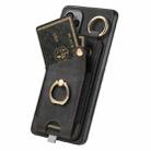 For OPPO Reno13 F Retro Skin-feel Ring Card Bag Phone Case with Hang Loop(Black) - 3