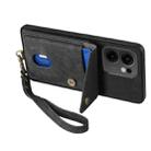 For OPPO Reno13 F Retro Card Wallet Fold Leather Phone Case with Strap(Black) - 3