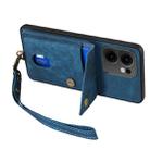For OPPO Reno13 F Retro Card Wallet Fold Leather Phone Case with Strap(Blue) - 3