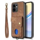 For OPPO Reno13 F Retro Card Wallet Fold Leather Phone Case with Strap(Brown) - 2