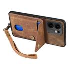 For OPPO Reno13 F Retro Card Wallet Fold Leather Phone Case with Strap(Brown) - 3