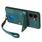 For OPPO Reno13 F Retro Card Wallet Fold Leather Phone Case with Strap(Green) - 3