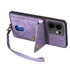 For OPPO Reno13 F Retro Card Wallet Fold Leather Phone Case with Strap(Purple) - 3