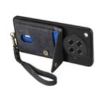 For OPPO Find X8s Retro Card Wallet Fold Leather Phone Case with Strap(Black) - 3