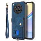 For OPPO Find X8s Retro Card Wallet Fold Leather Phone Case with Strap(Blue) - 2