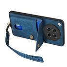 For OPPO Find X8s Retro Card Wallet Fold Leather Phone Case with Strap(Blue) - 3