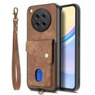 For OPPO Find X8s Retro Card Wallet Fold Leather Phone Case with Strap(Brown) - 2