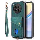 For OPPO Find X8s Retro Card Wallet Fold Leather Phone Case with Strap(Green) - 2