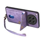 For OPPO Find X8s Retro Card Wallet Fold Leather Phone Case with Strap(Purple) - 3
