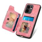 For OPPO Reno 13F Retro Skin-feel Ring Multi-card Wallet Phone Case(Pink) - 3
