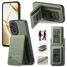 For Honor 200 Pro Twill Fabric Leather Vertical Flip RFID Card Bag Phone Case(Green) - 1