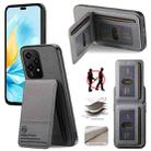 For Honor 200 Lite Twill Fabric Leather Vertical Flip RFID Card Bag Phone Case(Gray) - 1