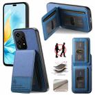 For Honor 200 Lite Twill Fabric Leather Vertical Flip RFID Card Bag Phone Case(Blue) - 1