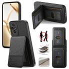 For Honor 300 Ultra Twill Fabric Leather Vertical Flip RFID Card Bag Phone Case(Black) - 1