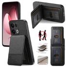 For OPPO Reno13  Global Twill Fabric Leather Vertical Flip RFID Card Bag Phone Case(Black) - 1