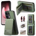 For OPPO Reno13  Global Twill Fabric Leather Vertical Flip RFID Card Bag Phone Case(Green) - 1