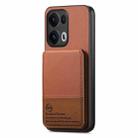 For OPPO Reno13  Global Twill Fabric Leather Vertical Flip RFID Card Bag Phone Case(Brown) - 2
