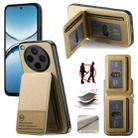 For OPPO Find X8 Twill Fabric Leather Vertical Flip RFID Card Bag Phone Case(Khaki) - 1