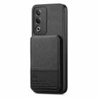 For OPPO A3X 4G Twill Fabric Leather Vertical Flip RFID Card Bag Phone Case(Black) - 2