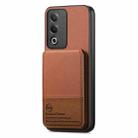 For OPPO A3X 4G Twill Fabric Leather Vertical Flip RFID Card Bag Phone Case(Brown) - 2