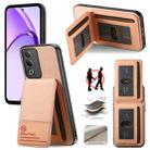 For OPPO A3X 4G Twill Fabric Leather Vertical Flip RFID Card Bag Phone Case(Pink) - 1