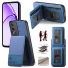 For OPPO A3X 4G Twill Fabric Leather Vertical Flip RFID Card Bag Phone Case(Blue) - 1