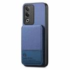 For OPPO A3X 4G Twill Fabric Leather Vertical Flip RFID Card Bag Phone Case(Blue) - 2