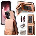 For OPPO Reno13 F Twill Fabric Leather Vertical Flip RFID Card Bag Phone Case(Pink) - 1