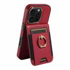 For iPhone 16 Pro Ring Multifunctional Vertical Flip Wallet Back Cover Leather Phone Case(Red) - 2