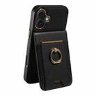 For iPhone 16 Plus Ring Multifunctional Vertical Flip Wallet Back Cover Leather Phone Case(Black) - 2