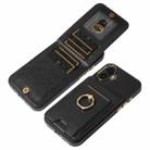 For iPhone 16 Plus Ring Multifunctional Vertical Flip Wallet Back Cover Leather Phone Case(Black) - 3