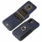 For iPhone 16 Plus Ring Multifunctional Vertical Flip Wallet Back Cover Leather Phone Case(Dark Blue) - 3