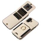 For iPhone 16 Plus Ring Multifunctional Vertical Flip Wallet Back Cover Leather Phone Case(Beige) - 3