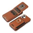 For iPhone 16 Ring Multifunctional Vertical Flip Wallet Back Cover Leather Phone Case(Brown) - 3