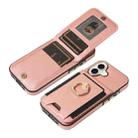 For iPhone 16 Ring Multifunctional Vertical Flip Wallet Back Cover Leather Phone Case(Rose Gold) - 3