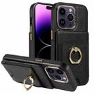 For iPhone 15 Pro Max Ring Multifunctional Vertical Flip Wallet Back Cover Leather Phone Case(Black) - 1
