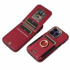 For iPhone 15 Pro Max Ring Multifunctional Vertical Flip Wallet Back Cover Leather Phone Case(Red) - 3