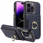 For iPhone 15 Pro Max Ring Multifunctional Vertical Flip Wallet Back Cover Leather Phone Case(Dark Blue) - 1