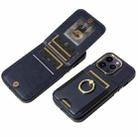 For iPhone 15 Pro Max Ring Multifunctional Vertical Flip Wallet Back Cover Leather Phone Case(Dark Blue) - 3