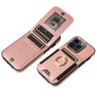 For iPhone 15 Pro Ring Multifunctional Vertical Flip Wallet Back Cover Leather Phone Case(Rose Gold) - 3