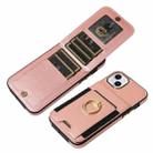 For iPhone 15 Plus Ring Multifunctional Vertical Flip Wallet Back Cover Leather Phone Case(Rose Gold) - 3